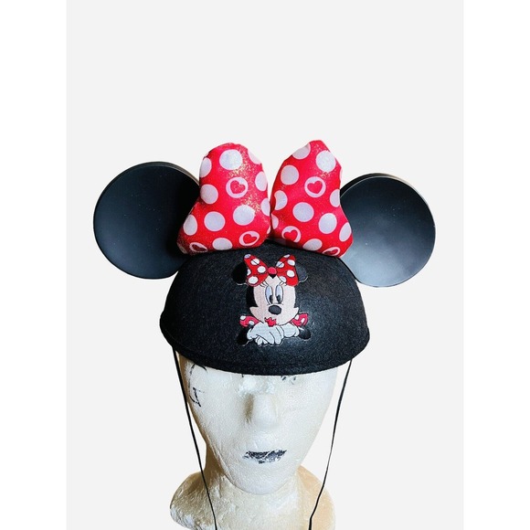Disney Minnie Mouse NEW Bow Hearts Ear Hat Valentine Sparkle Glitter ADULT SIZE - Picture 1 of 12